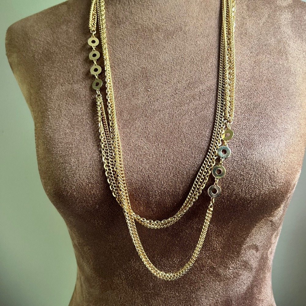 Park Lane Gold Tone Multi Strand Long 62" Chain Necklace Cottagecore